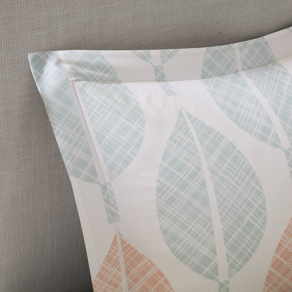 Set copripiumino Madison Park Essentials Pelham Bay Coral/Green con lenzuola in cotone