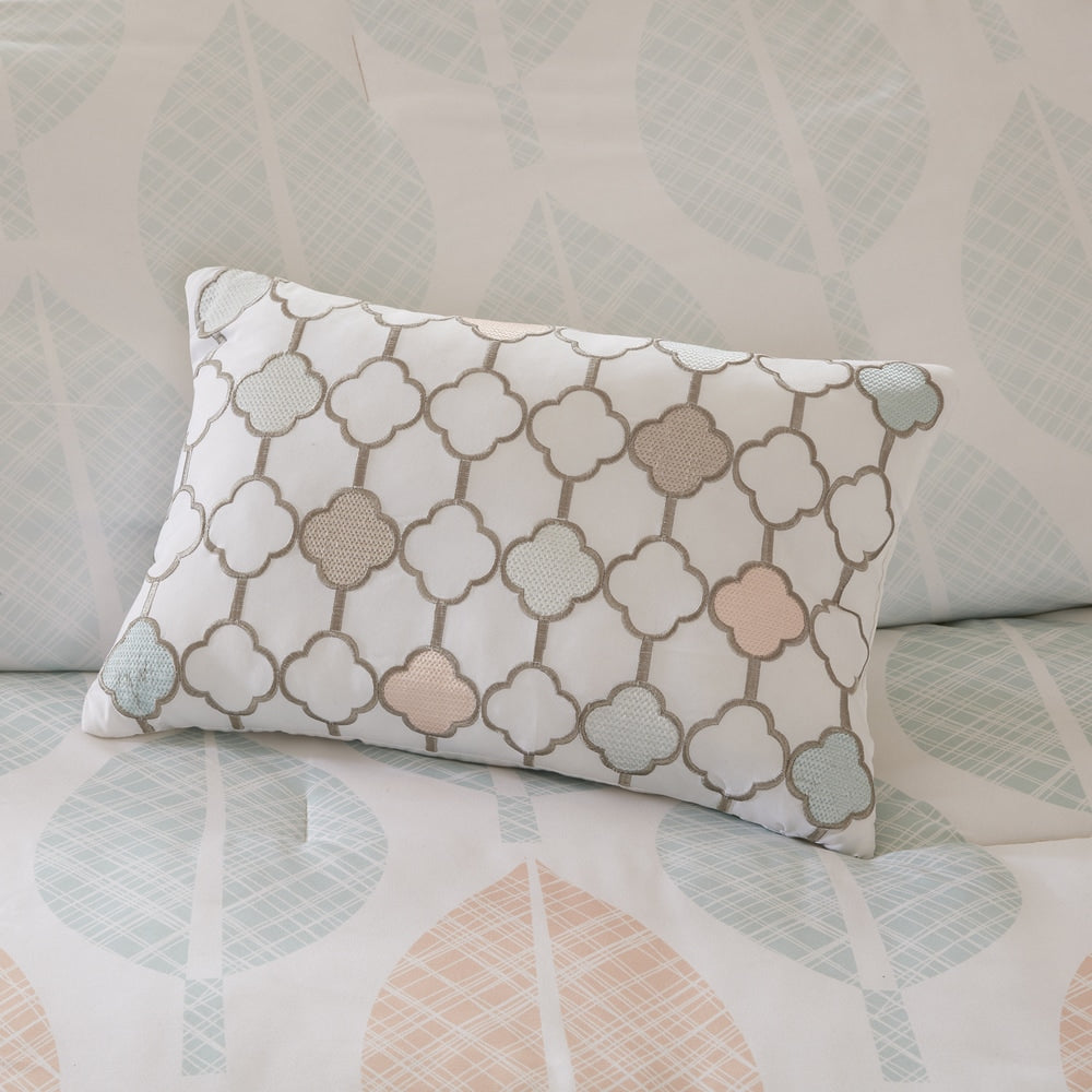 Set copripiumino Madison Park Essentials Pelham Bay Coral/Green con lenzuola in cotone