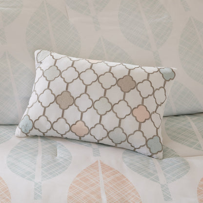 Set copripiumino Madison Park Essentials Pelham Bay Coral/Green con lenzuola in cotone