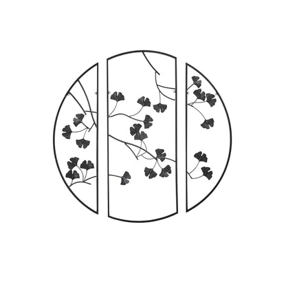 Set di decorazioni da parete in metallo da 3 pezzi con foglie di ginkgo dorato Madison Park