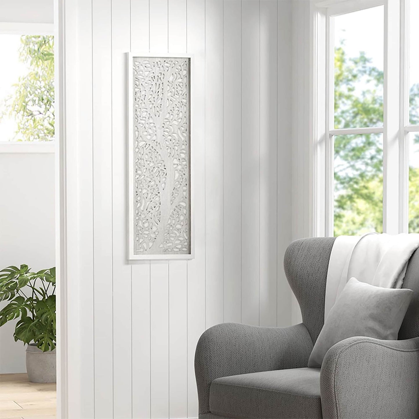 Decorazione murale con pannello incorniciato con rami di alloro tagliati al laser Madison Park