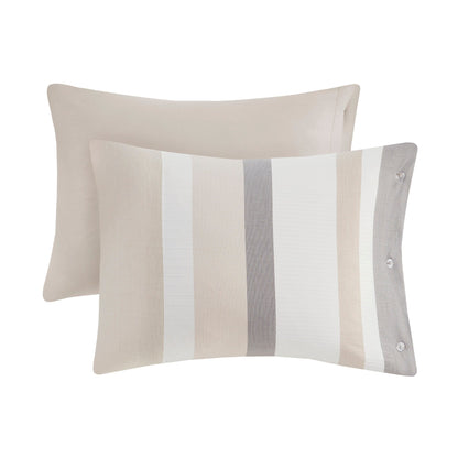 Set copripiumino in jacquard Madison Park Levi blu/naturale da 5 pezzi