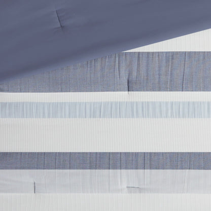 Set copripiumino in jacquard Madison Park Levi blu/naturale da 5 pezzi