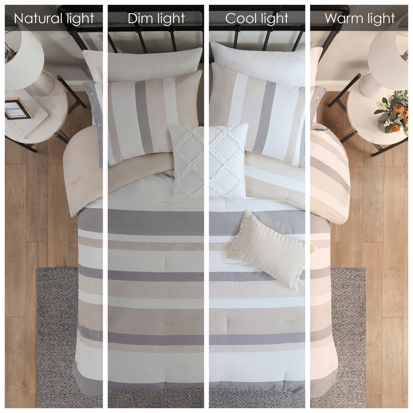 Set copripiumino in jacquard Madison Park Levi blu/naturale da 5 pezzi