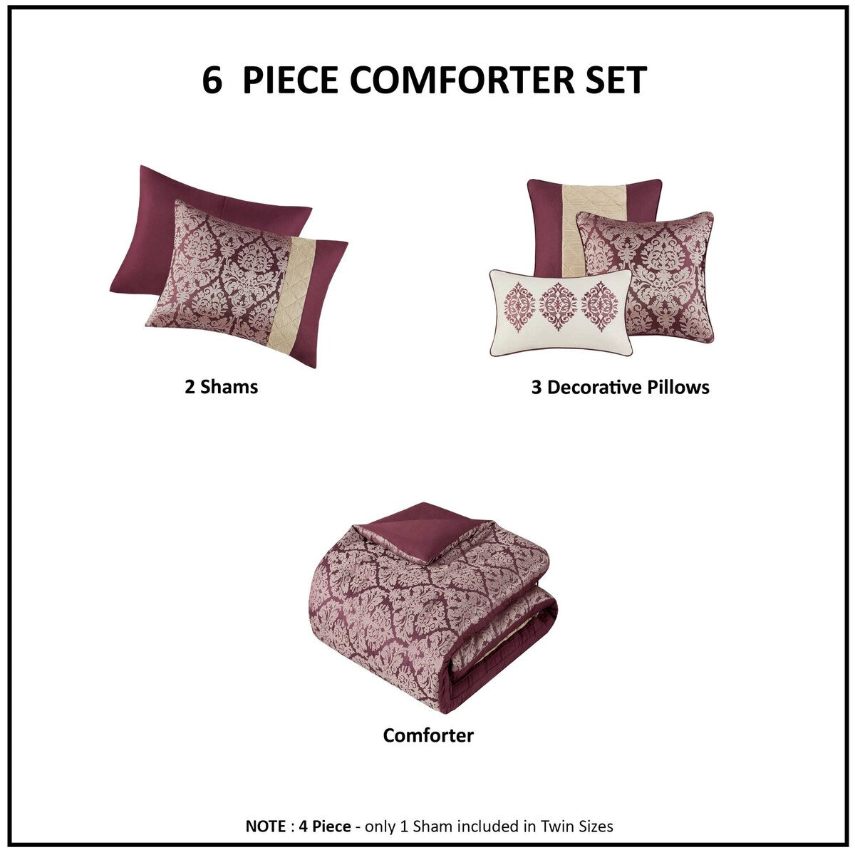 Set copripiumino jacquard Madison Park Lily da 6 pezzi con cuscini decorativi
