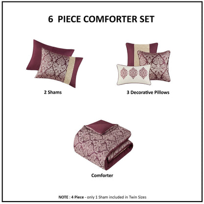 Set copripiumino jacquard Madison Park Lily da 6 pezzi con cuscini decorativi