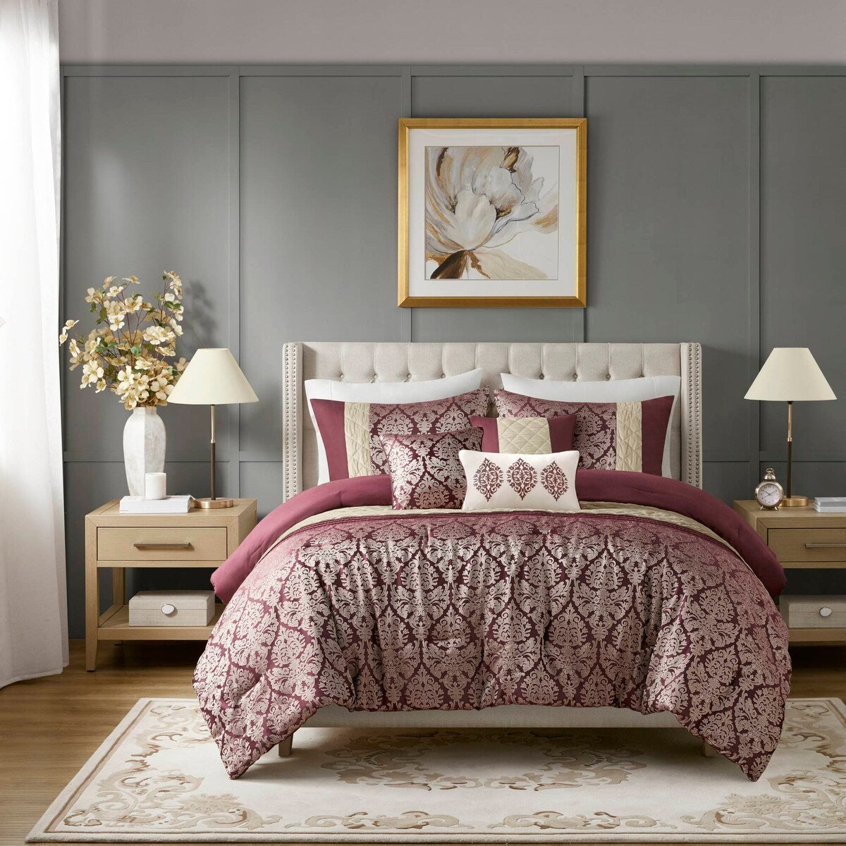 Set copripiumino jacquard Madison Park Lily da 6 pezzi con cuscini decorativi