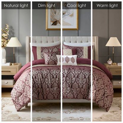 Set copripiumino jacquard Madison Park Lily da 6 pezzi con cuscini decorativi