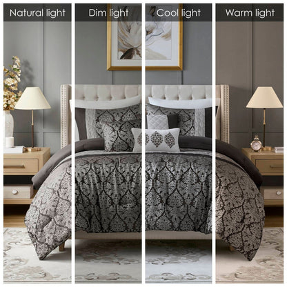 Set copripiumino jacquard Madison Park Lily da 6 pezzi con cuscini decorativi