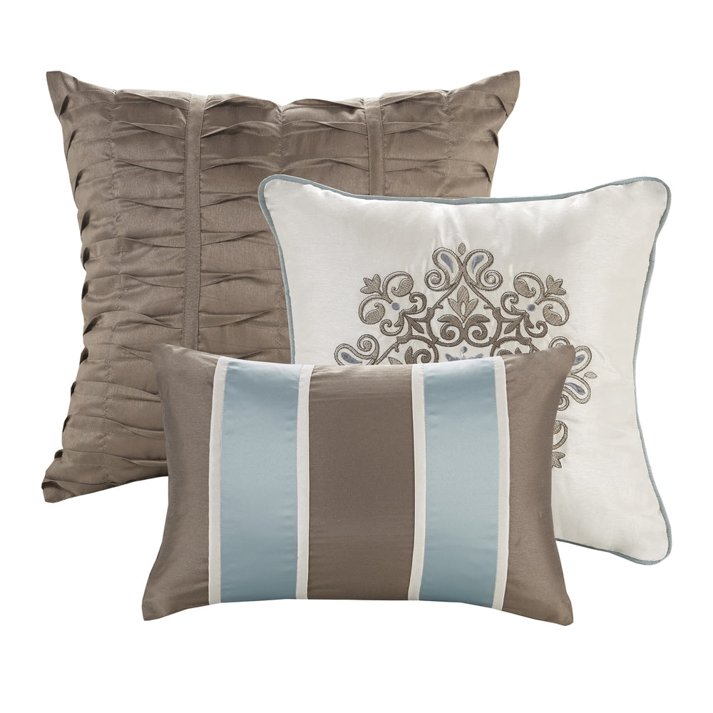 Set copripiumino Madison Park Lorraine Blue Jacquard da 7 pezzi