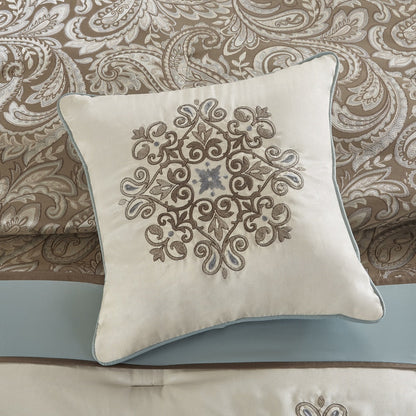 Set copripiumino Madison Park Lorraine Blue Jacquard da 7 pezzi