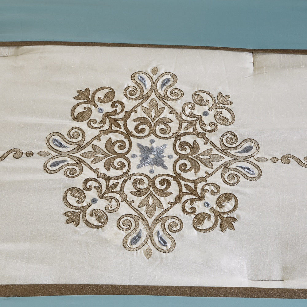 Set copripiumino Madison Park Lorraine Blue Jacquard da 7 pezzi