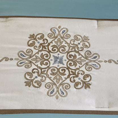 Set copripiumino Madison Park Lorraine Blue Jacquard da 7 pezzi