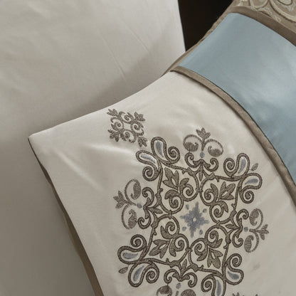 Set copripiumino Madison Park Lorraine Blue Jacquard da 7 pezzi
