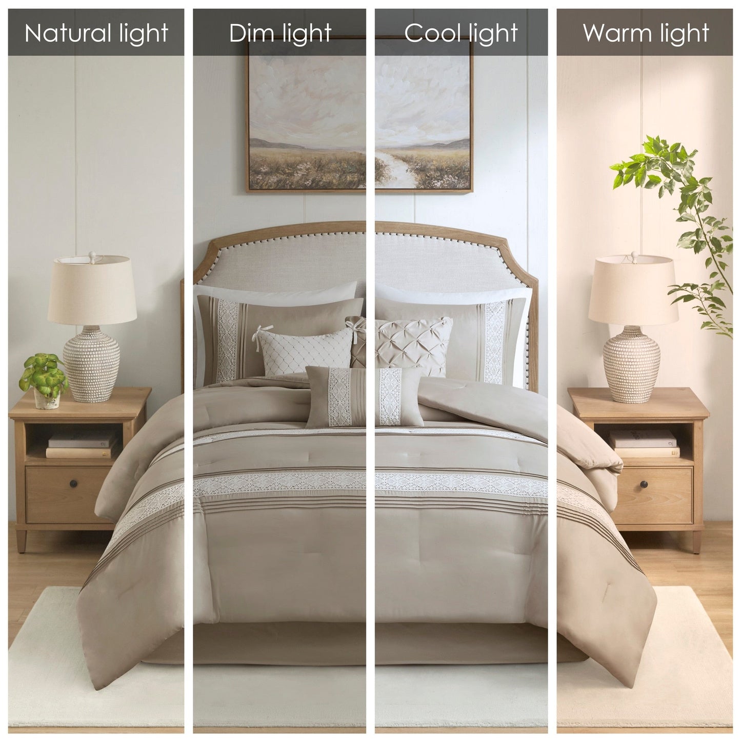 Set copripiumino con bordi in pizzo Marla di Madison Park, 7 pezzi, con cuscini decorativi