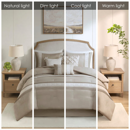 Set copripiumino con bordi in pizzo Marla di Madison Park, 7 pezzi, con cuscini decorativi