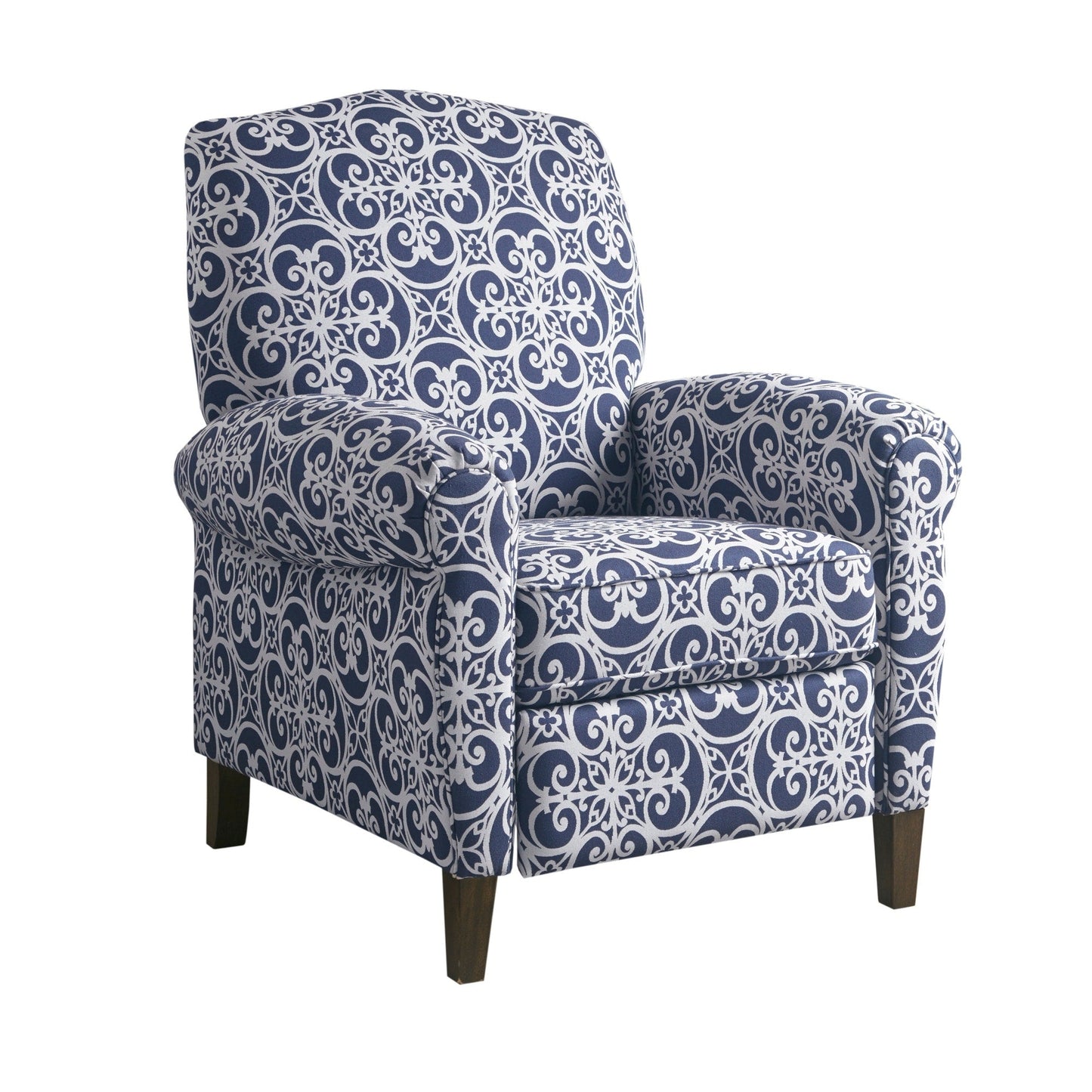 Poltrona reclinabile imbottita in legno massello Madison Park Oscar con schienale a spinta e braccioli arrotolati