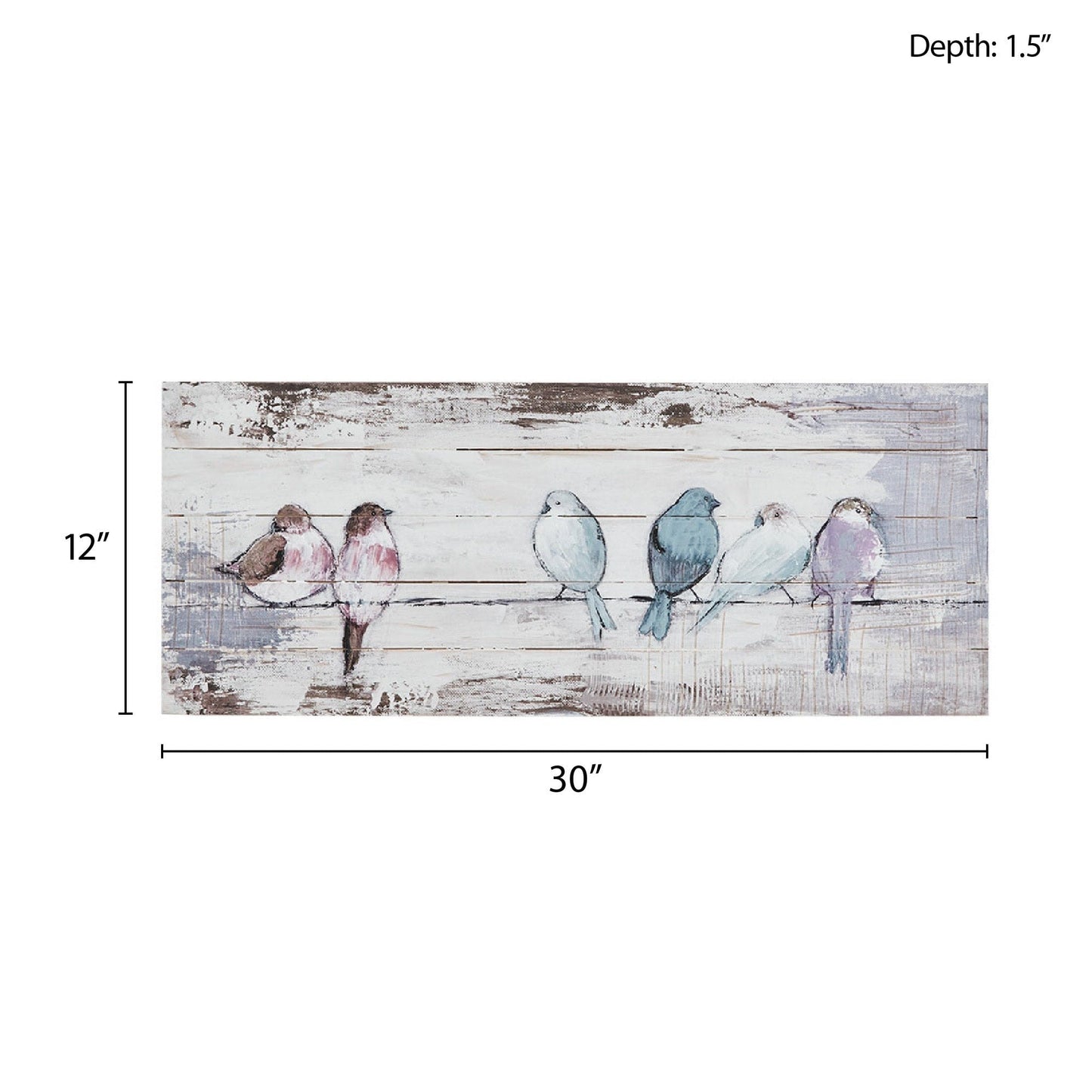 Decorazione murale in legno dipinto a mano con uccelli appollaiati Madison Park - Bianco/Grigio