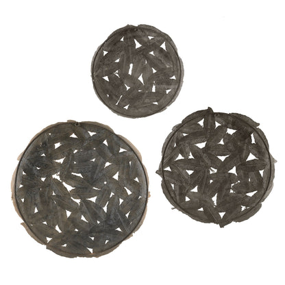 Set di decorazioni da parete in metallo con dischi in piuma testurizzata Rosalie di Madison Park, 3 pezzi