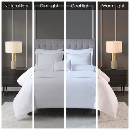 Set copripiumino ricamato Madison Park Signature Luxury Collection in raso di cotone 100%, 500 fili