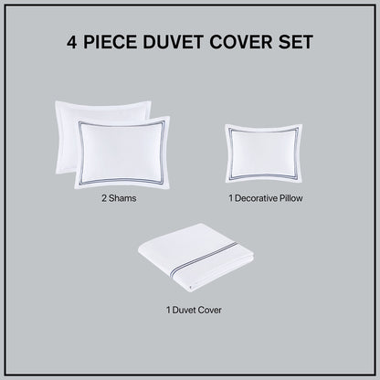 Set copripiumino ricamato Madison Park Signature Luxury Collection in raso di cotone 100%, 500 fili