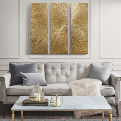 Madison Park Signature Sunburst Trittico dipinto a mano, set di 3 pezzi di arte murale in resina tridimensionale
