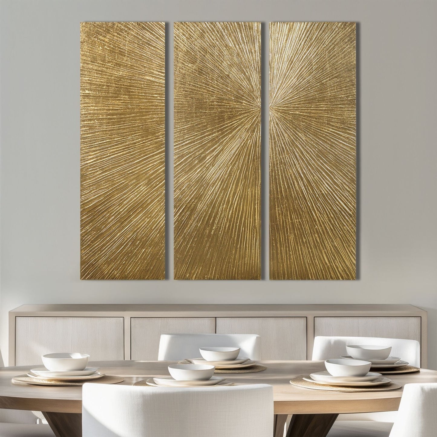 Madison Park Signature Sunburst Trittico dipinto a mano, set di 3 pezzi di arte murale in resina tridimensionale