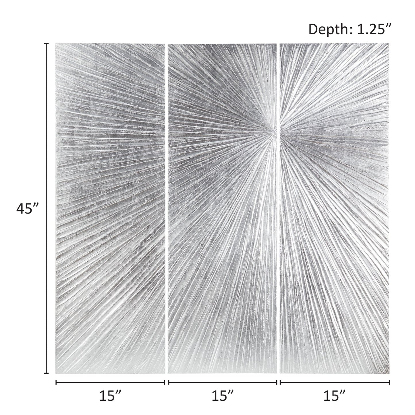 Madison Park Signature Sunburst Trittico dipinto a mano, set di 3 pezzi di arte murale in resina tridimensionale