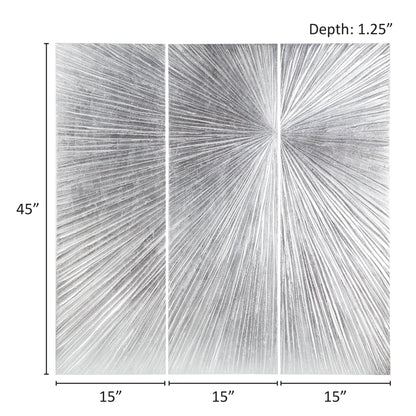 Madison Park Signature Sunburst Trittico dipinto a mano, set di 3 pezzi di arte murale in resina tridimensionale