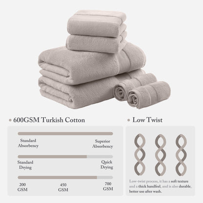 Set di asciugamani da bagno in cotone turco Madison Park Signature da 6 pezzi