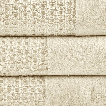 Set di 6 asciugamani da bagno antimicrobici in cotone a nido d'ape Madison Park Spa, jacquard e tessuto a nido d'ape