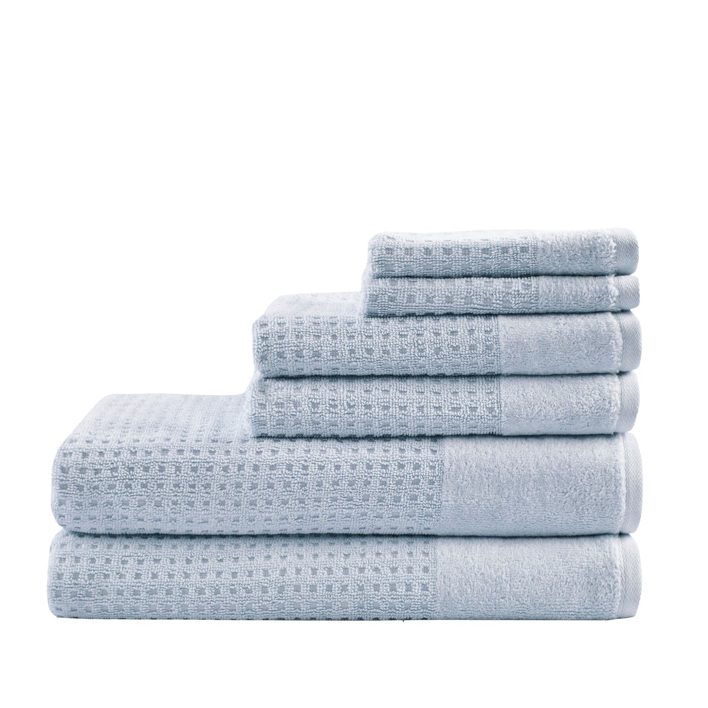 Set di 6 asciugamani da bagno antimicrobici in cotone a nido d'ape Madison Park Spa, jacquard e tessuto a nido d'ape