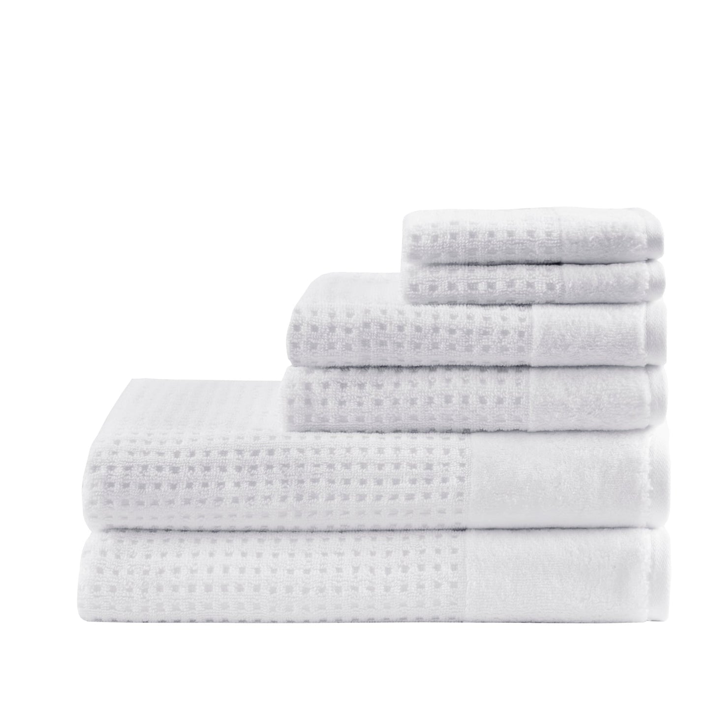 Set di 6 asciugamani da bagno antimicrobici in cotone a nido d'ape Madison Park Spa, jacquard e tessuto a nido d'ape