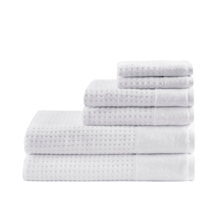 Set di 6 asciugamani da bagno antimicrobici in cotone a nido d'ape Madison Park Spa, jacquard e tessuto a nido d'ape