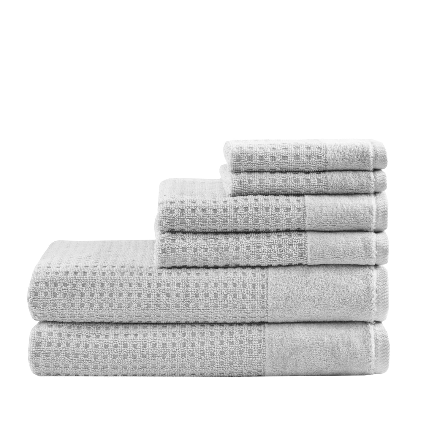 Set di 6 asciugamani da bagno antimicrobici in cotone a nido d'ape Madison Park Spa, jacquard e tessuto a nido d'ape