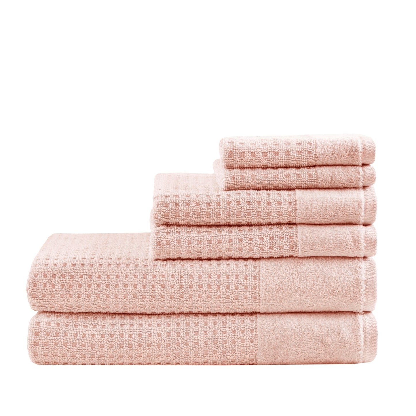 Set di 6 asciugamani da bagno antimicrobici in cotone a nido d'ape Madison Park Spa, jacquard e tessuto a nido d'ape