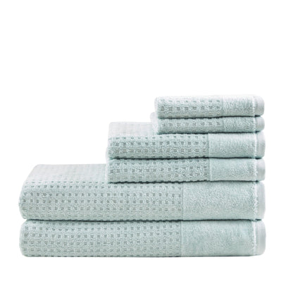 Set di 6 asciugamani da bagno antimicrobici in cotone a nido d'ape Madison Park Spa, jacquard e tessuto a nido d'ape