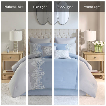 Set di piumoni in microfibra ricamati Madison Park Vera da 8 pezzi