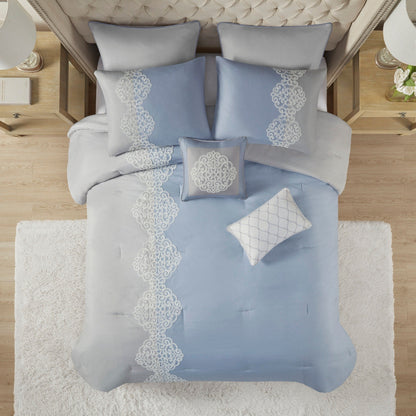 Set di piumoni in microfibra ricamati Madison Park Vera da 8 pezzi