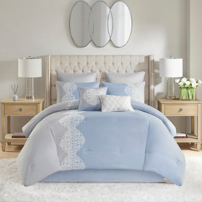 Set di piumoni in microfibra ricamati Madison Park Vera da 8 pezzi