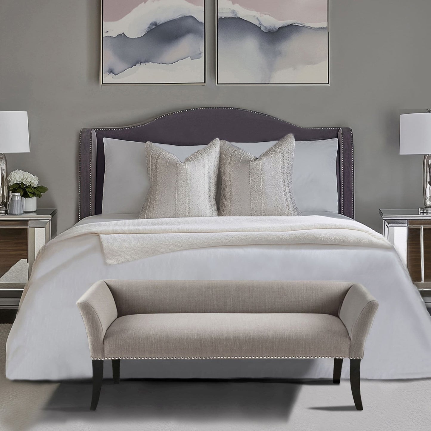 Panca imbottita Madison Park Welburn 49.5 con schienale e gambe in legno