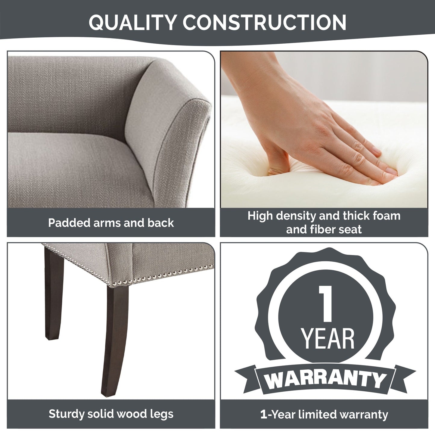 Panca imbottita Madison Park Welburn 49.5 con schienale e gambe in legno