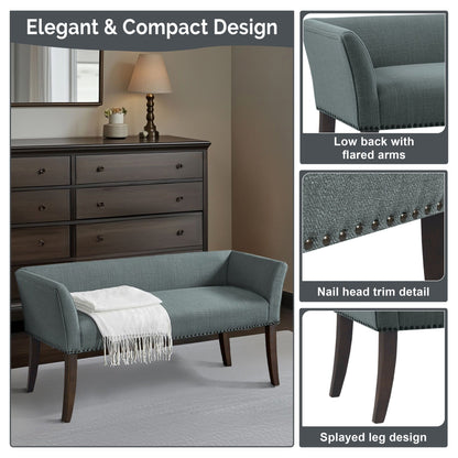 Panca imbottita Madison Park Welburn 49.5 con schienale e gambe in legno