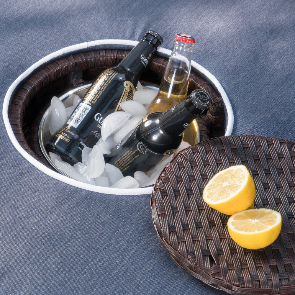 Set di divani curvi da esterno Madras Zanzibar in vimini con pouf di Christopher Knight Home