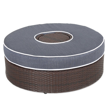 Set di divani curvi da esterno Madras Zanzibar in vimini con pouf di Christopher Knight Home