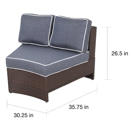 Set di divani curvi da esterno Madras Zanzibar in vimini con pouf di Christopher Knight Home