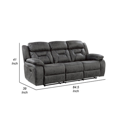 Divano reclinabile manuale Mady, imbottito, in poliestere grigio scuro, 85 pollici