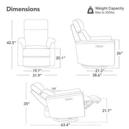Poltrona reclinabile girevole elettrica per bambini Maire con luce notturna