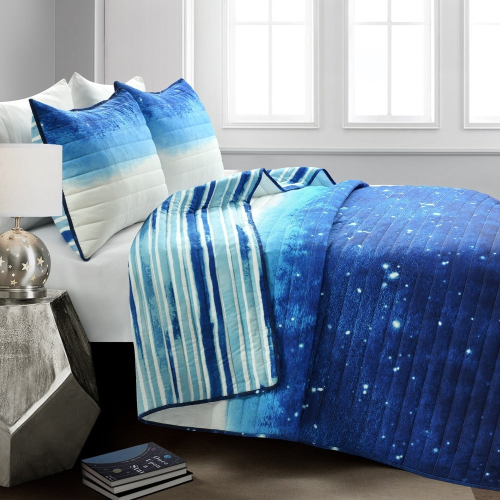 Set trapunta reversibile con stampa Space Star Ombre di Lush Decor