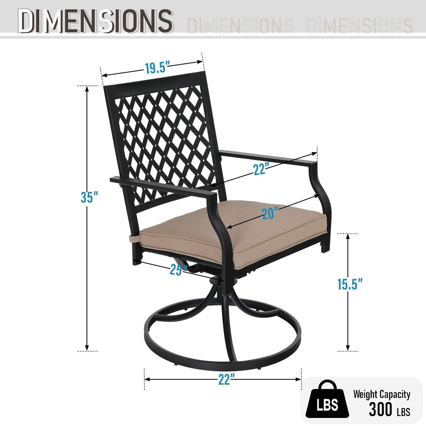 MAISON ARTS Set da pranzo per patio esterno per 6/8 persone, 6/8 sedie girevoli in rete metallica, 1 tavolo rettangolare espandibile